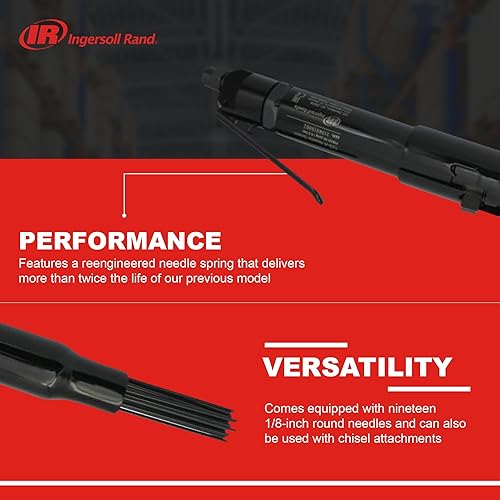 Miniatura 3 de Ingersoll Rand Escalador de agujas 125-A, resistente, alimentado por aire, herramienta de cincel neumática, 18.3 pulgadas, 4.1 libras, 4800 golpes