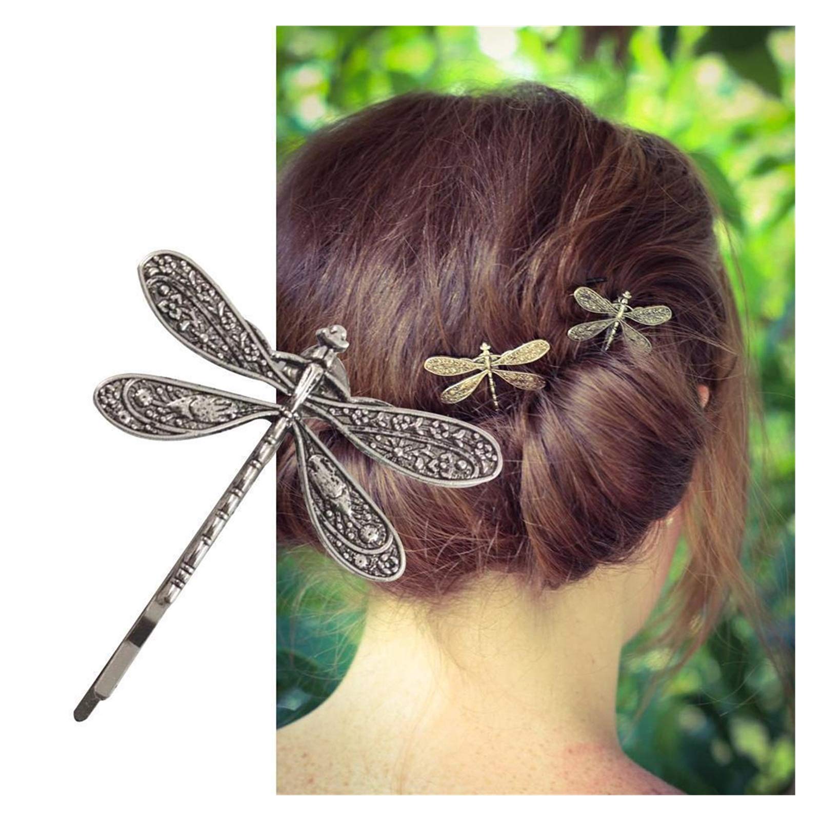 Amazon.co.jp: ヘアピン 古いビンテージシルバーカラートンボ