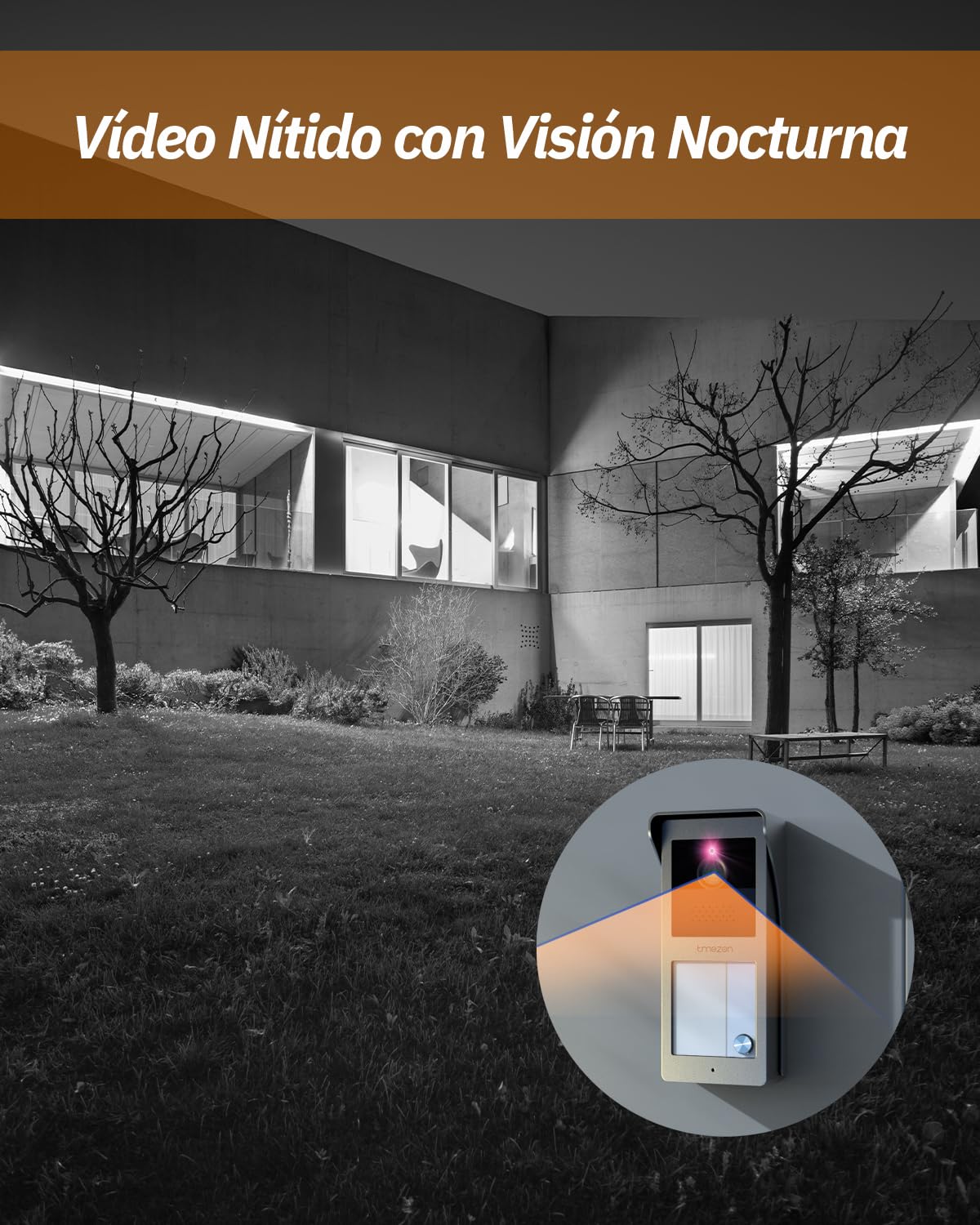 TMEZON Videoportero Sistema de Intercomunicación con 7'' Monitor a Color,HD Timbre Video Mirilla 2 Hilos,Audio bidireccional, visión Nocturna, 16 Tonos de Llamada, admite 2 bloqueos