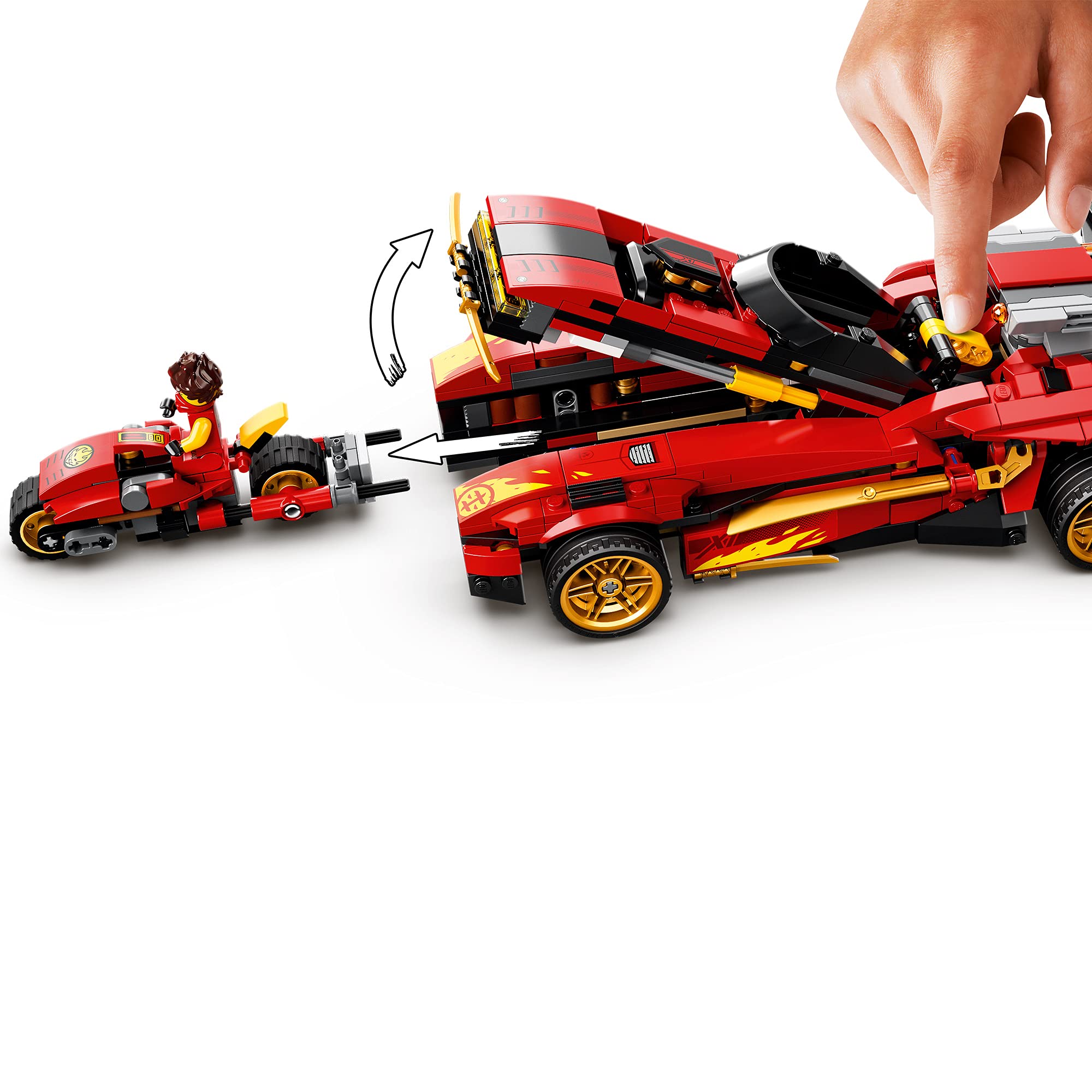 LEGO 71737 NINJAGO Legacy X-1 Ninja Superauto und Motorrad mit Cole als goldene Minifigur