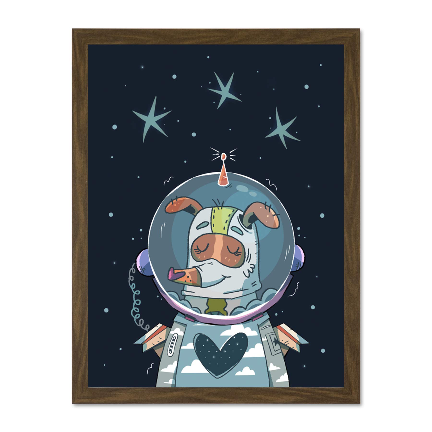Wee Blue Coo Laika Russian Space Dog Large Framed Art Print Poster Wall Decor 18x24 inch
