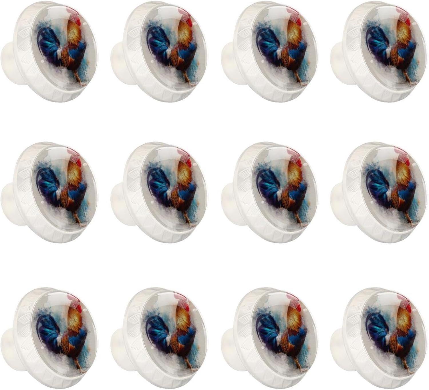 Black Rooster Watercolor (1) Pattern Cabinet Knobs, Decorative Drawer Pulls for Kitchen Cabinet, Furniture Hardware for Cupboard Closet Bedroom