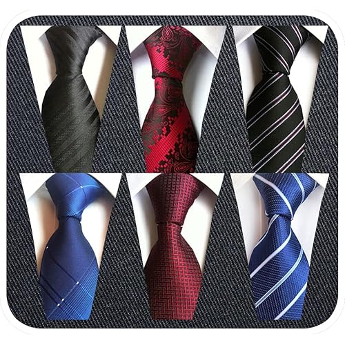 Adulove Men's Necktie Classic Silk Tie Woven Jacquard Neck Ties 6 PCS