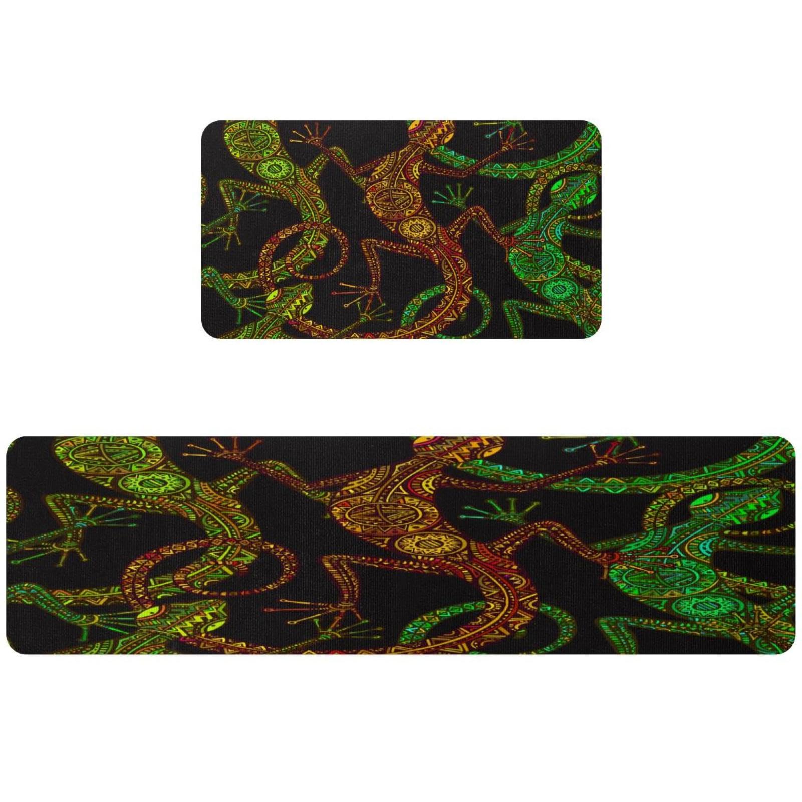Alfombra de cocina absorbente y antideslizante con diseño de lagarto tribal