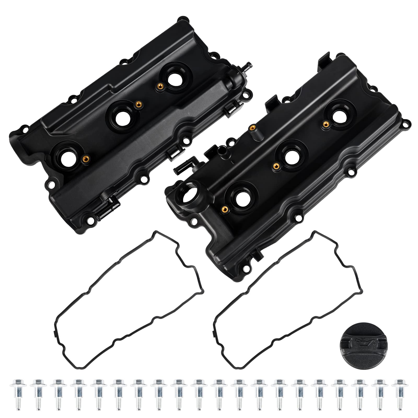 WATERWICH Engine Valve Cover Set with Gaskets Compatible with 2005-2019 Nissan Frontier 05-15 Xterra 05-12 Pathfinder NV1500 NV2500 NV3500 4.0L V6 Replacement for 13264-EA200 13264-EA210