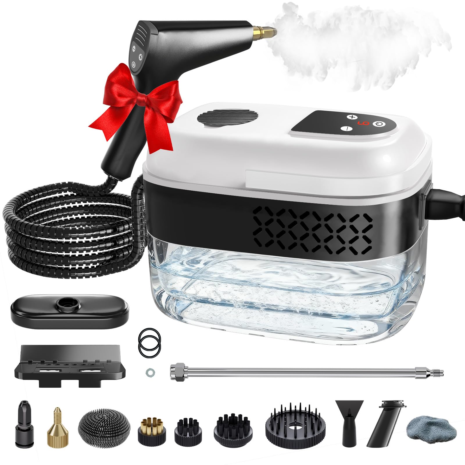 Steam Cleaner Portable Steamer for Cleaning with 15pcs Accessories 6-Level Adjustable Handle 15s Heat-Up 1500W Pressurized Handheld Steam