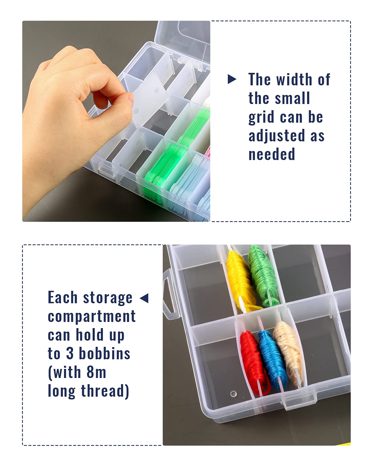 Set Organizzazione Filo Per Ricamo - 120 Bobine, Portabobine 36 Scomparti, Adesivi - Foto 2