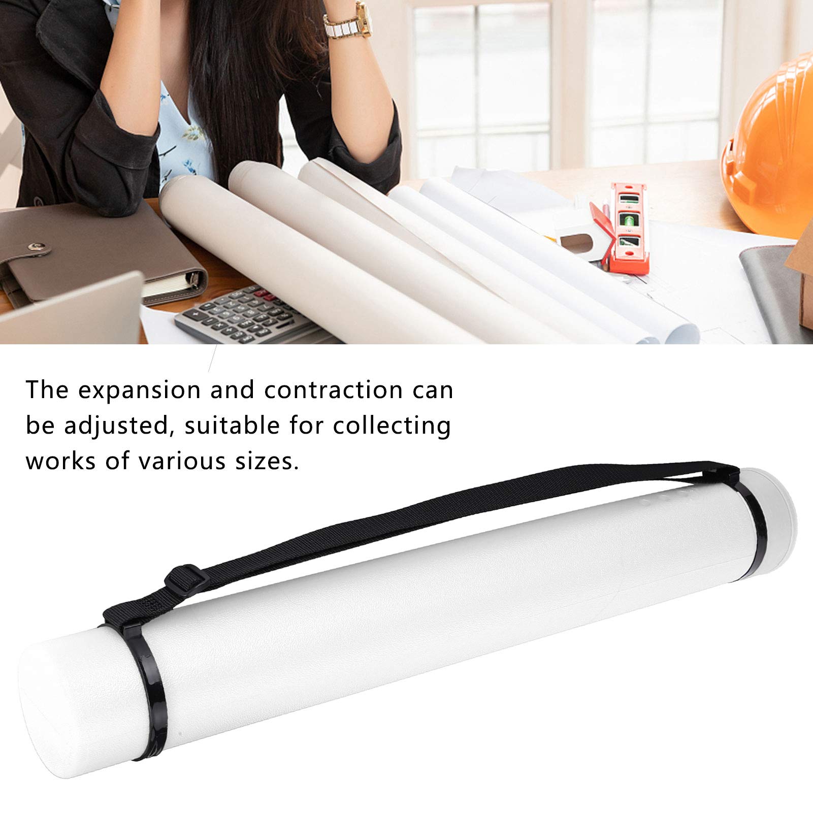 Tonysa Drawing Storage Tube, Adjustable Length Design (WHITE)