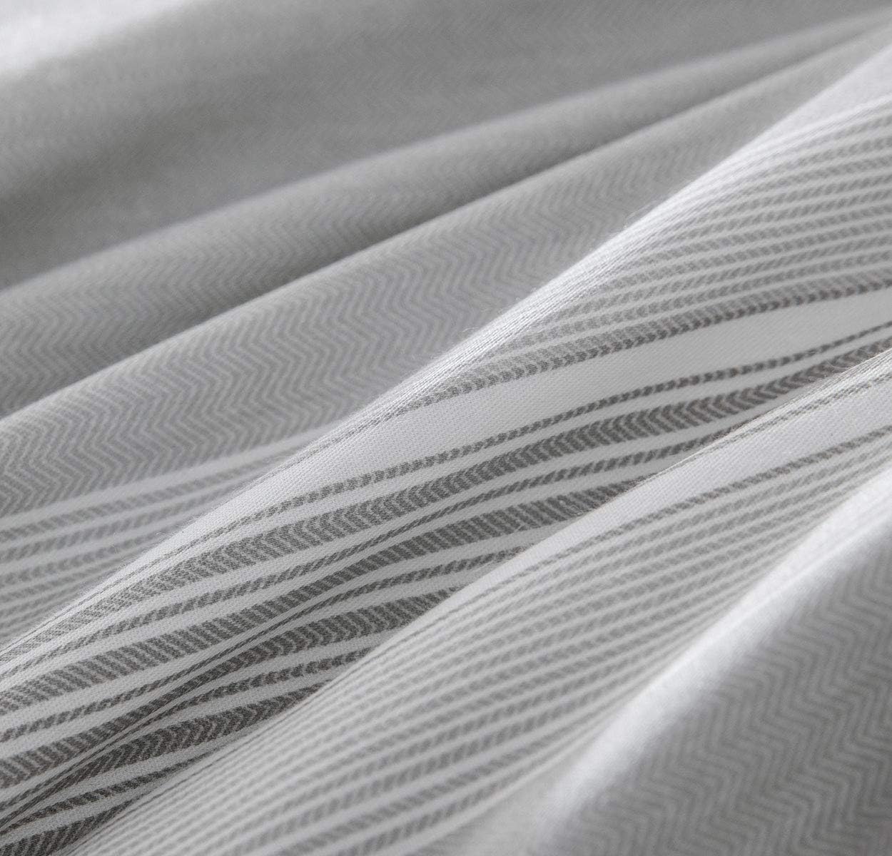 SLEEPBELLA Comforter Queen Size, 600 Thread Count Cotton Light Gray & White Stripes Reversible Pattern Grey Comforter Sets,Down Alternative Bedding Set 3Pcs (Queen, Grey Stripes)