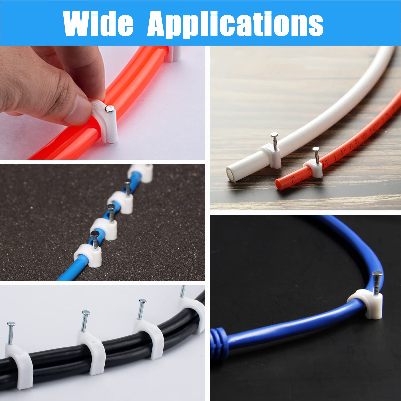 400 Clip Per Cavi Bianche - 4 Misure (4/6/8/10mm) Con Chiodi, Per Gestione Cavi Elettrici - Foto 6