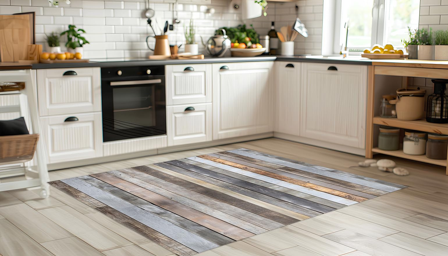 DobleUve Estudio Vinyl Teppich Oasis | Mehrfarbig | 140x200 cm | Waschbarer Rutschfester Küchenläufer | Vinylteppich Kinder | Vinylboden | Vinylteppich für Wohnzimmer