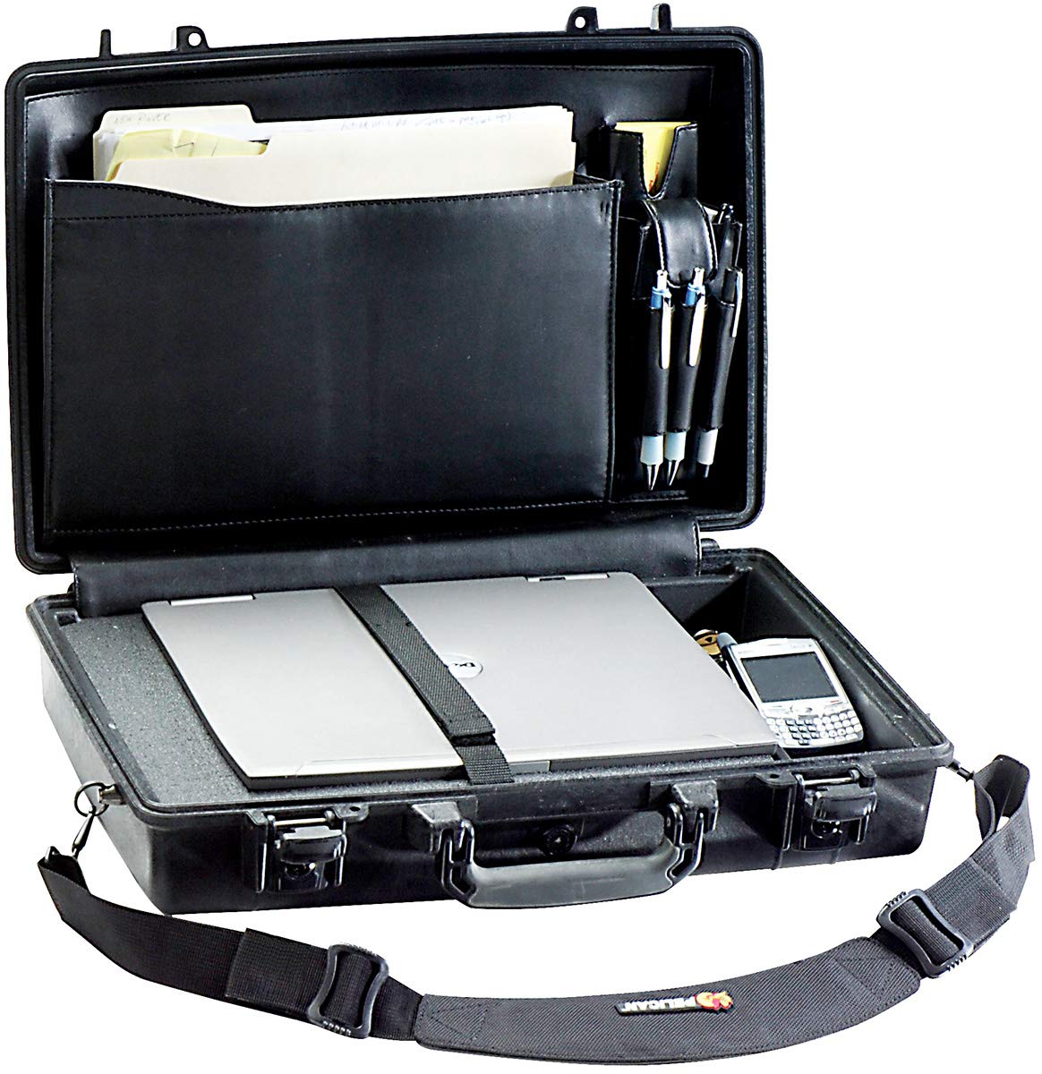 PELI 1490CC1 Shockproof Laptop Case, Waterproof and Dustproof IP67, Capacity of14L, Made in USA, Color: Black