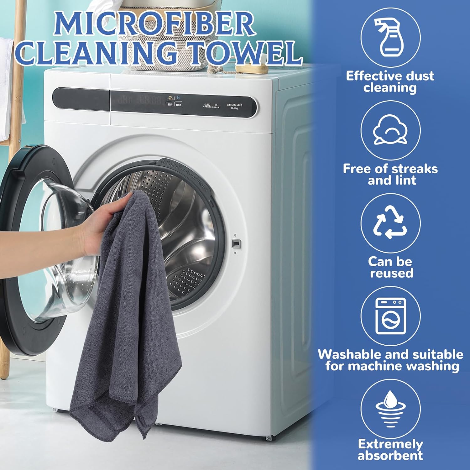 6 Pcs Extra Large Microfiber Cleaning Cloth Reusable Microfiber Towels Thick Washable Cleaning Towel for Home Office Windows Floors and Cars, 30 x 20 Inch(Grey) image 4
