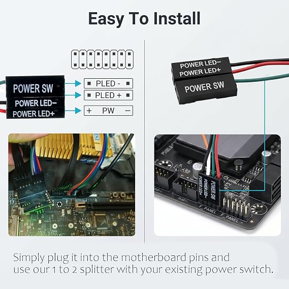 PC Power Button, PC External Power Switch Remote PC-Powers Switch Desktop Powers Button ON Off LED Indicator PC-Power Supply Buttons SW Extension for Computer Motherboard