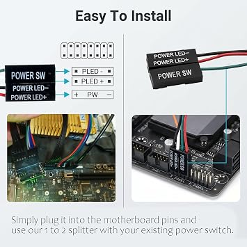 PC Power Button, PC External Power Switch Remote PC-Powers Switch Desktop Powers Button ON Off LED Indicator PC-Power Supply Buttons SW Extension for Computer Motherboard