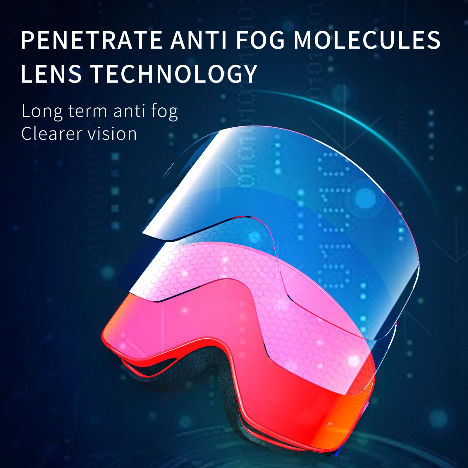 Whale Lunettes de ski OTG anti-buée sans monture pour homme, femme et jeune – Protection UV à 100 %