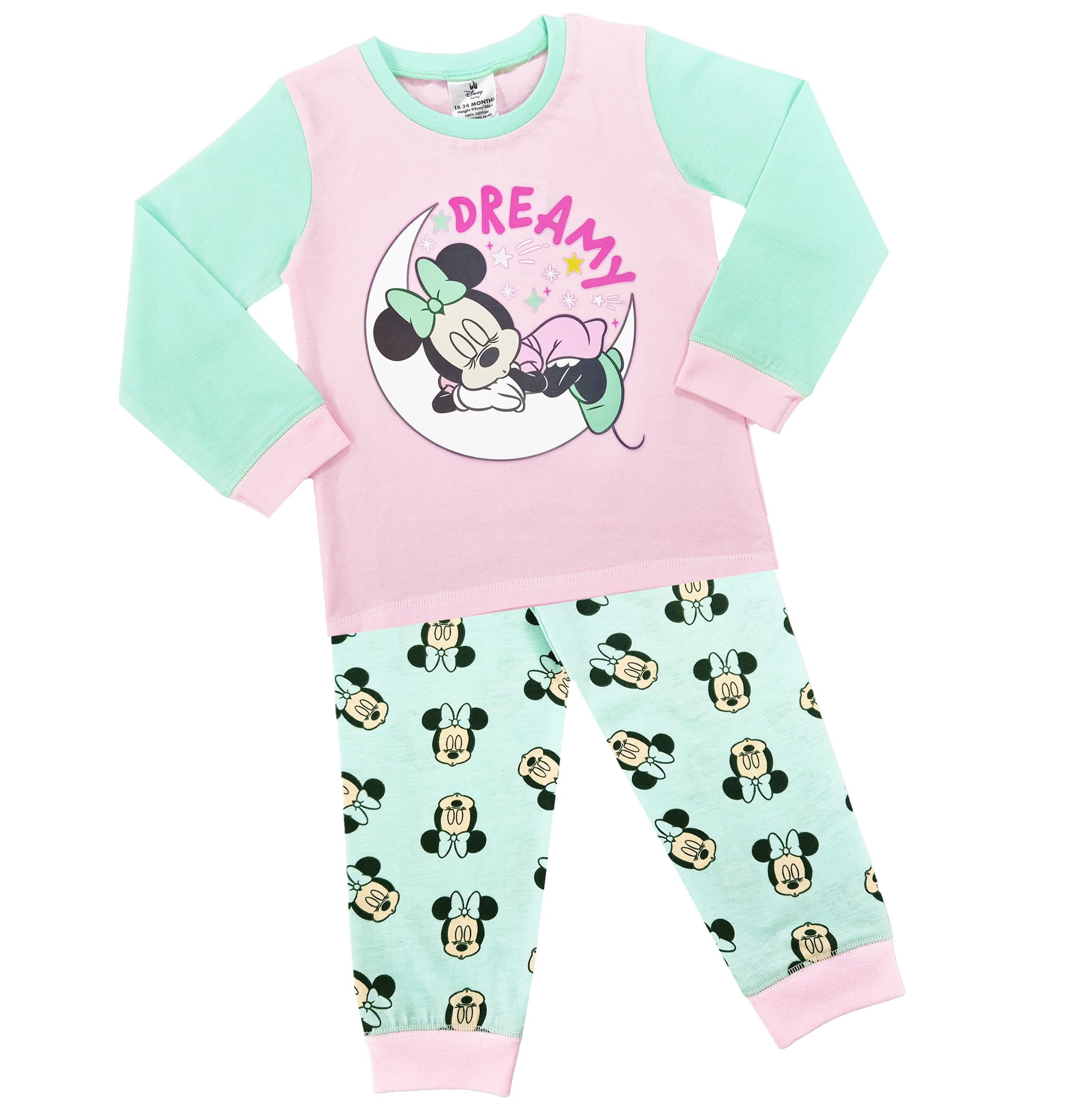 Disney Baby Girls Minnie Mouse Dreamy Pyjama Set Pjs Nightwear Size 6 to 24 Months
