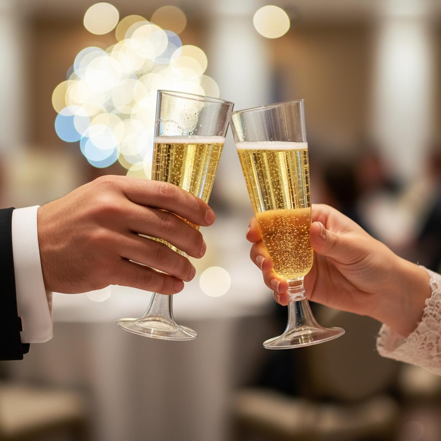 160 Pack Champagne Flute and Clear Plastic Cup, 60 Pcs 5 oz Champagne Wine Glasses Disposable 100 Pcs 9 oz Hard Drinking Cups Bulk for Engagement Birthday New Years Eve Party - Image 7