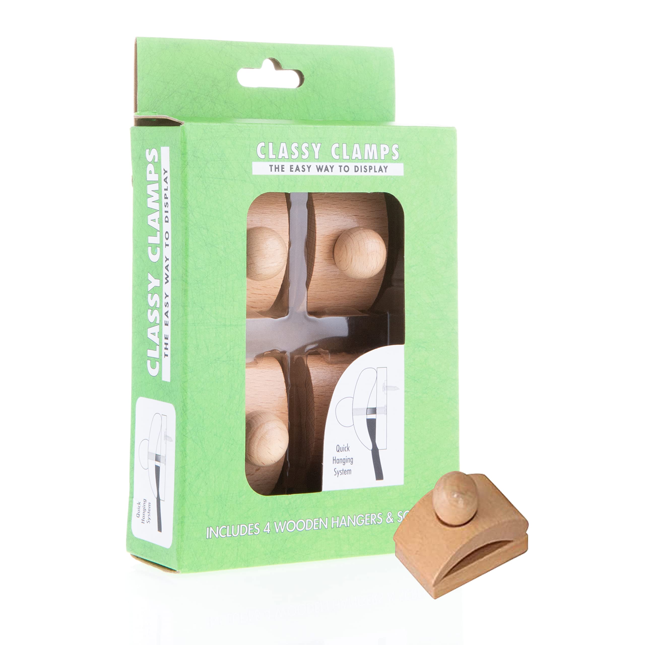 Classy Clamps Wooden Quilt Wall Hangers 4 Small Clips (Light) and