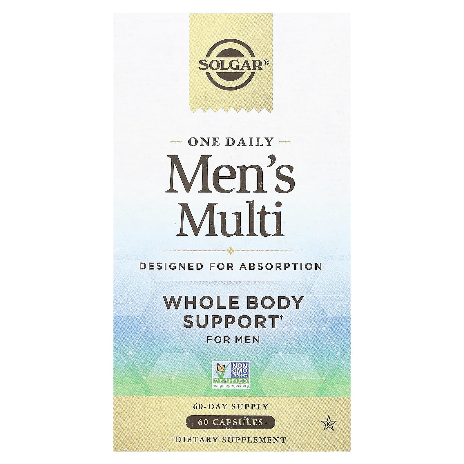 SolgarOne Daily Men's Multivitamin Whole Body Support Supplement, Highly Absorbable Delayed Release One Daily Multi Vitamin Capsules for Men - Immune Heart Energy Stress & Muscle Health, 60 Servings
