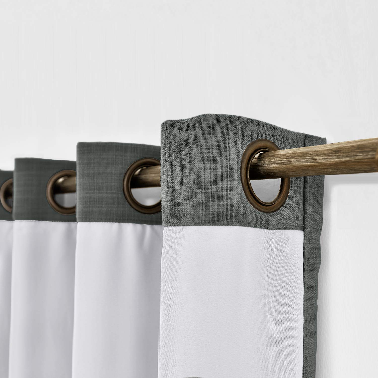 ChadMade L 140 x H 240 CM Gris Carbone Rideau en Faux H Lin Draperies Occultants Double Face, Rideau à Oeillets Bronze Antique Assombrissant pour Porte Coulissante Verre Patio Salon (1 Panneau)