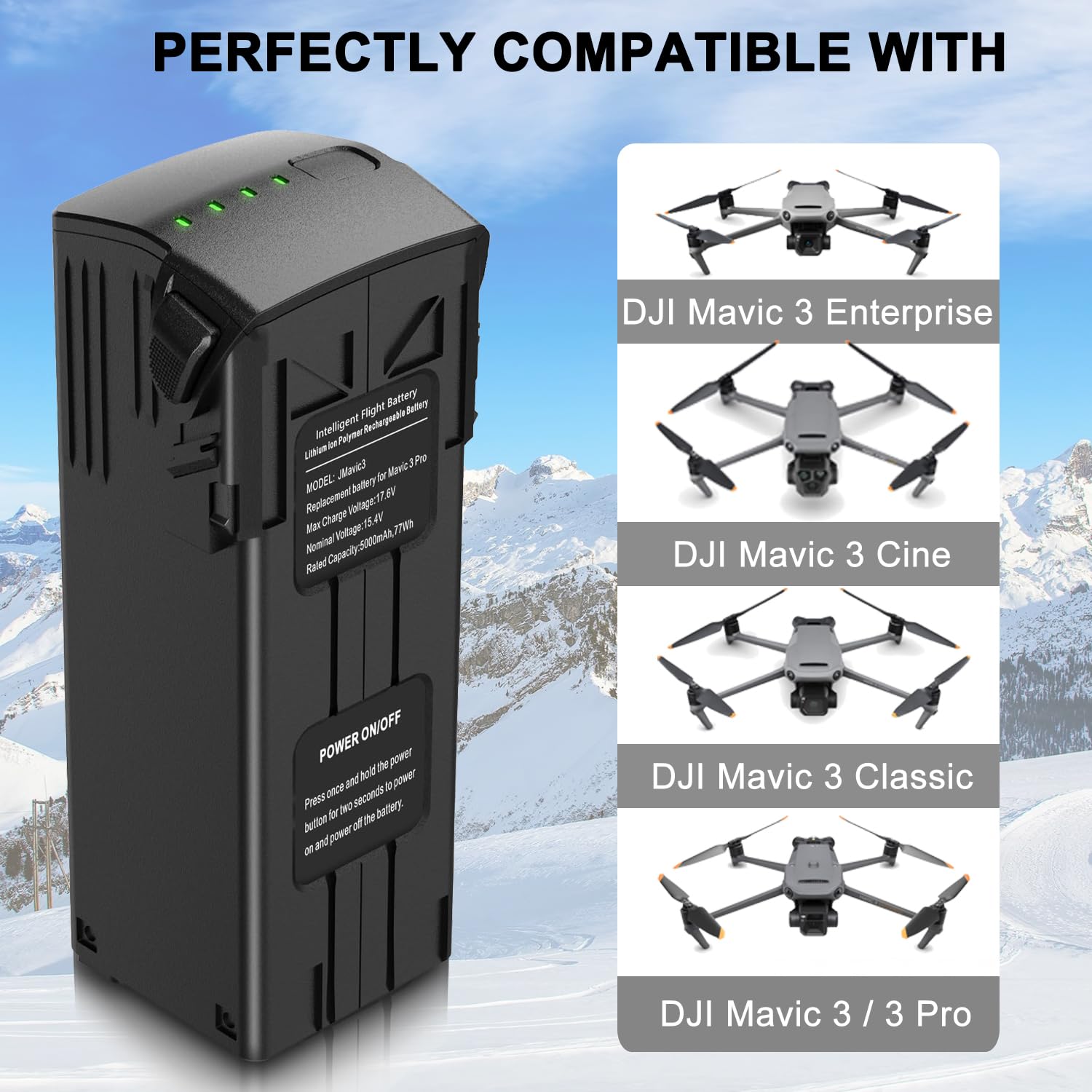 XITAIAN Batterie de Rechange 15,4 V 77 Wh 5000 mAh pour Drone Mavic 3 Classic Mavic 3 Pro Mavic 3 Pro Mavic 3 Cine Mavic 3 Pro Cine Mavic 3 Pro Cine Drone