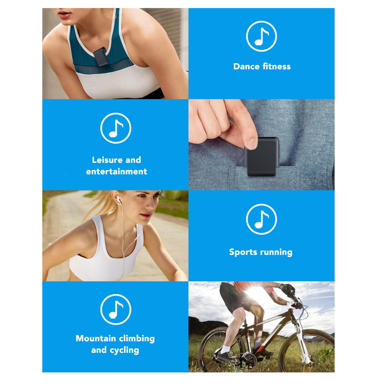 Lettore Musicale Bluetooth Portatile con Clip Posteriore, Lettore MP3 MP4 Touch Screen da 1,8 per Fare Jogging (32G)