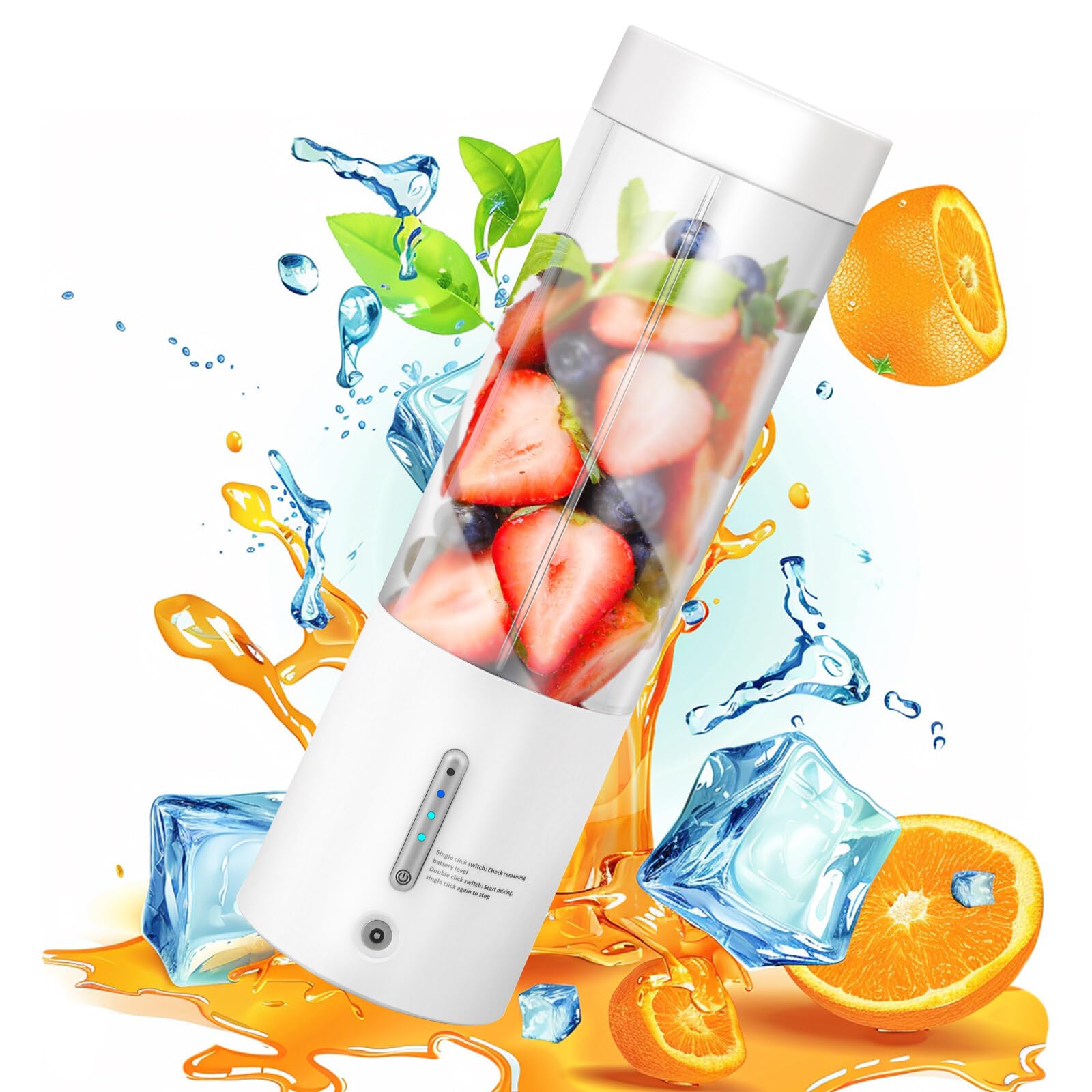 Ulli Portable Blender,Upgraded 15oz Ini Blender For Fruit Soothies