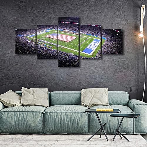 Vista 308 de Cuadros de estadios deportivos de fútbol americano de Minnesota, cuadros de vikingos, 5 paneles, lienzo para pared, arte de pared del estadio