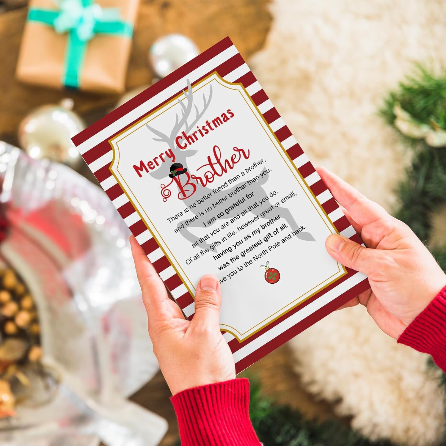 Chenive Brother Christmas Card, Merry Christmas Card for Brothers, Xmas Holiday Cards Gifts for Brothers Friends, Having You As My Brother Was The Greatest Gift Of All - Image 7