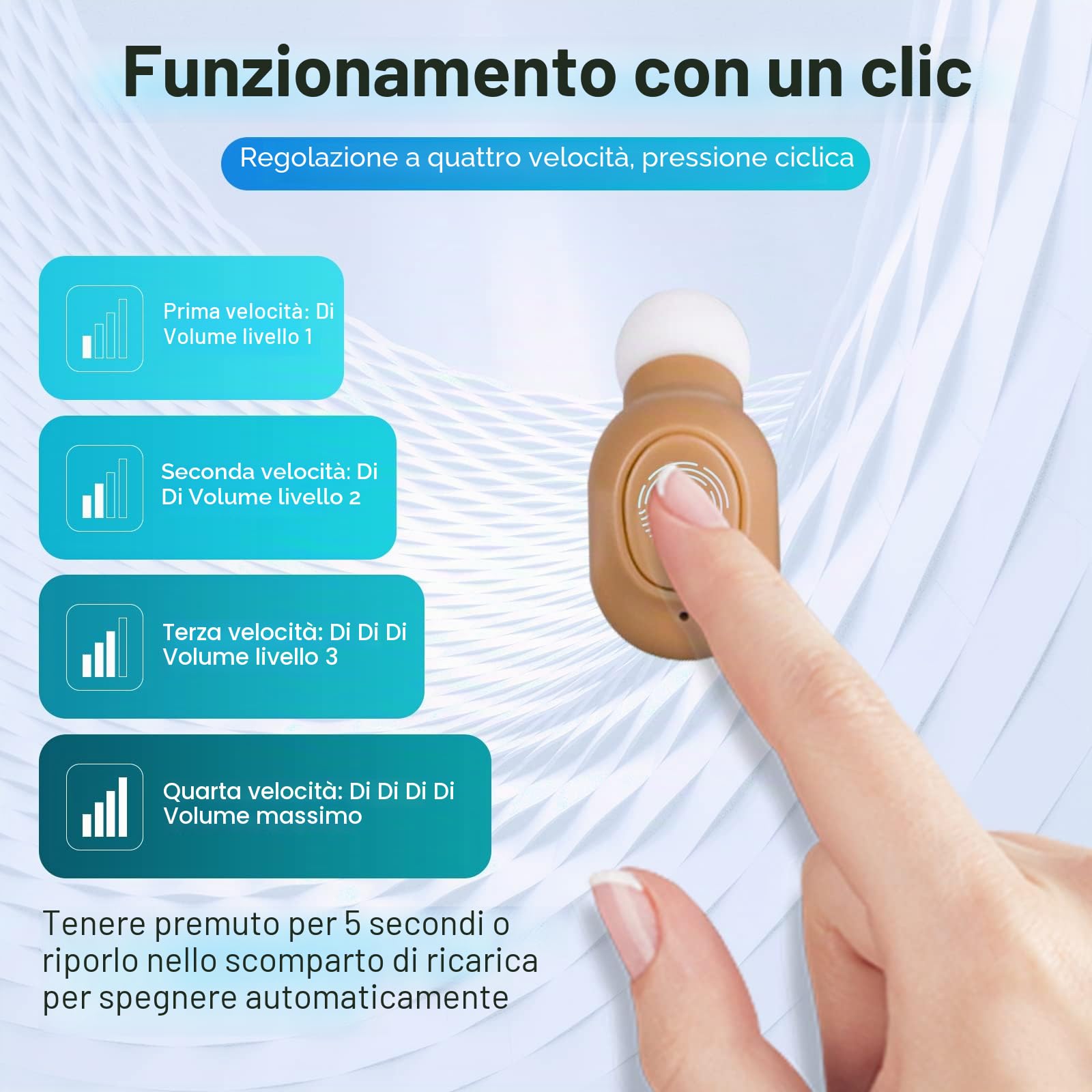 Amplificatore acustico digitale, ricaricabile, per anziani e adulti, controllo con un pulsante, cancellazione del rumore, nessuno stridio, custodia di ricarica a contatto magnetico con