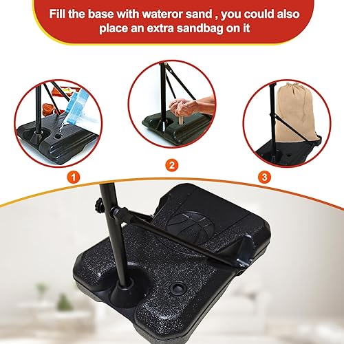 Miniatura 7 de Aro de baloncesto para niños para jugar en interiores y exteriores, altura ajustable de 2.9 a 6.2 pies, aro de baloncesto para niños, juguetes