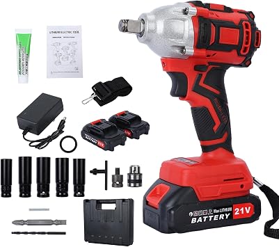 مفتاح ربط لاسلكي بدون فرش ، 1/2 بوصة Max High Torque 520N.m Electric Impact G ، مع محرك بدون فرش وبطاريتين 2 &times; 1500mAh - مثالي للسيارات ، أعمال البناء الولايات المتحدة
