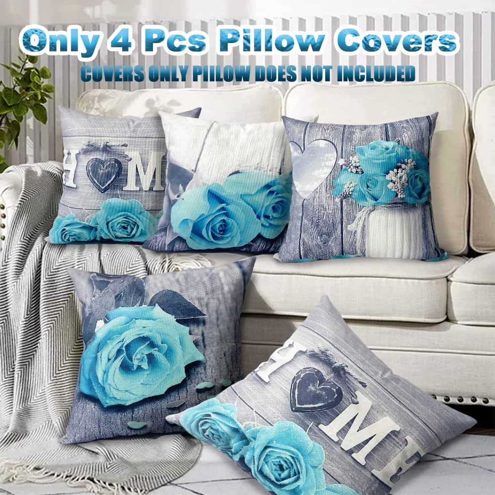 DWDC Lot De 4 Housses Décoratives Et Carrées Pour Coussin De Canapé