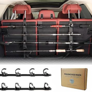 Rod Holder for Car Use, 4/6 Rod Storage, Fishing Rod Storage Easy On/Off, Efficient Use of Car Space, No Assembly Tools Required Fishing Gear, Rod Belt, Rod Stand, In-Car Rod Carrier, Rod