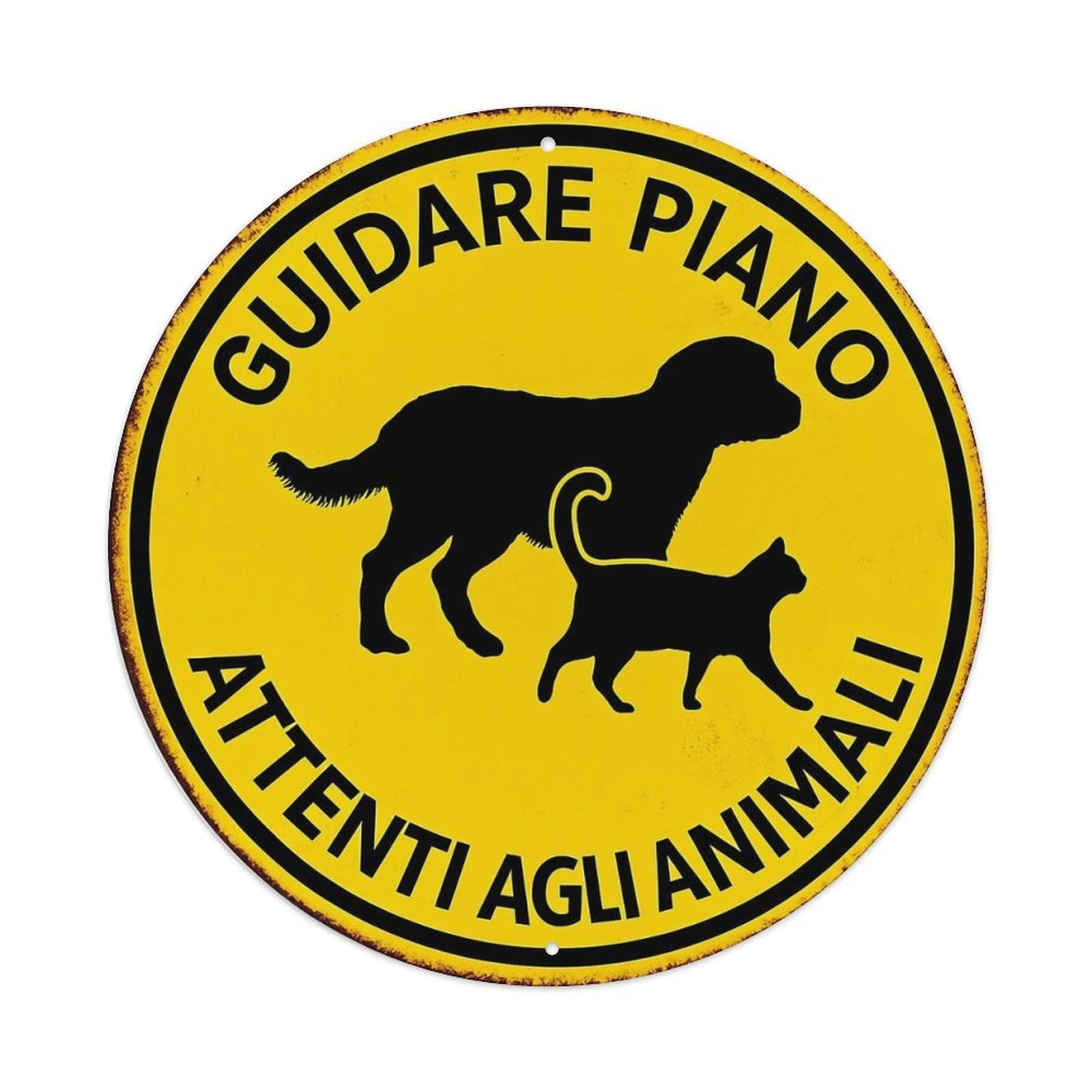 Guidare Piano Attenti Agli Animali Tin Sign Metal Poster Vintage Metal Signs for Home Man Cave Bar Cafe Kitchen laundry room Wall Decorations Gift 8x8Inch