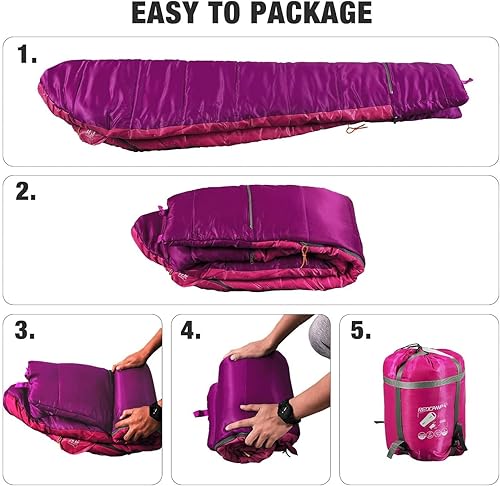 Vista 35 de Redcamp - Saco de dormir para niños, para acampada, 32 a 77 grados, 3 estaciones, clima cálido o frío, para niños, niñas y adolescentes, color azul