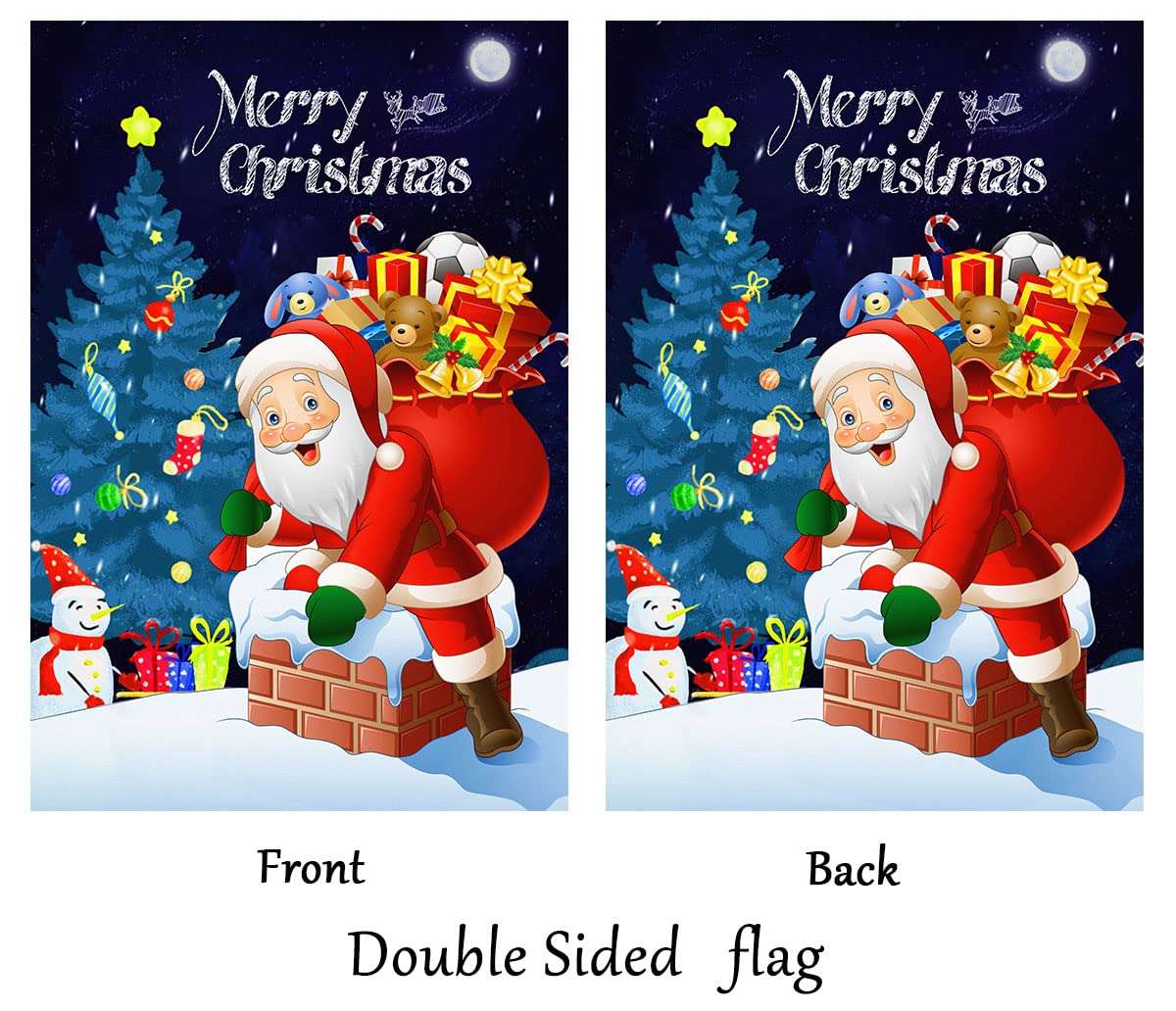 Condition photo showing New/Like New for Christmas Flag, 28 x 40 Inch Double-Sided Printing 2 Layer Winter Christmas Holiday Santa House Flag