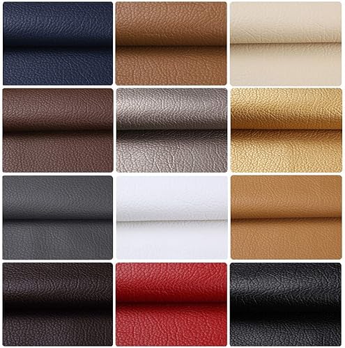 Miniatura 6 de ANMINY Tela de vinilo de piel sintética de algodón, parte trasera por yarda, para manualidades manuales, herramientas de costura, hobby, taller,