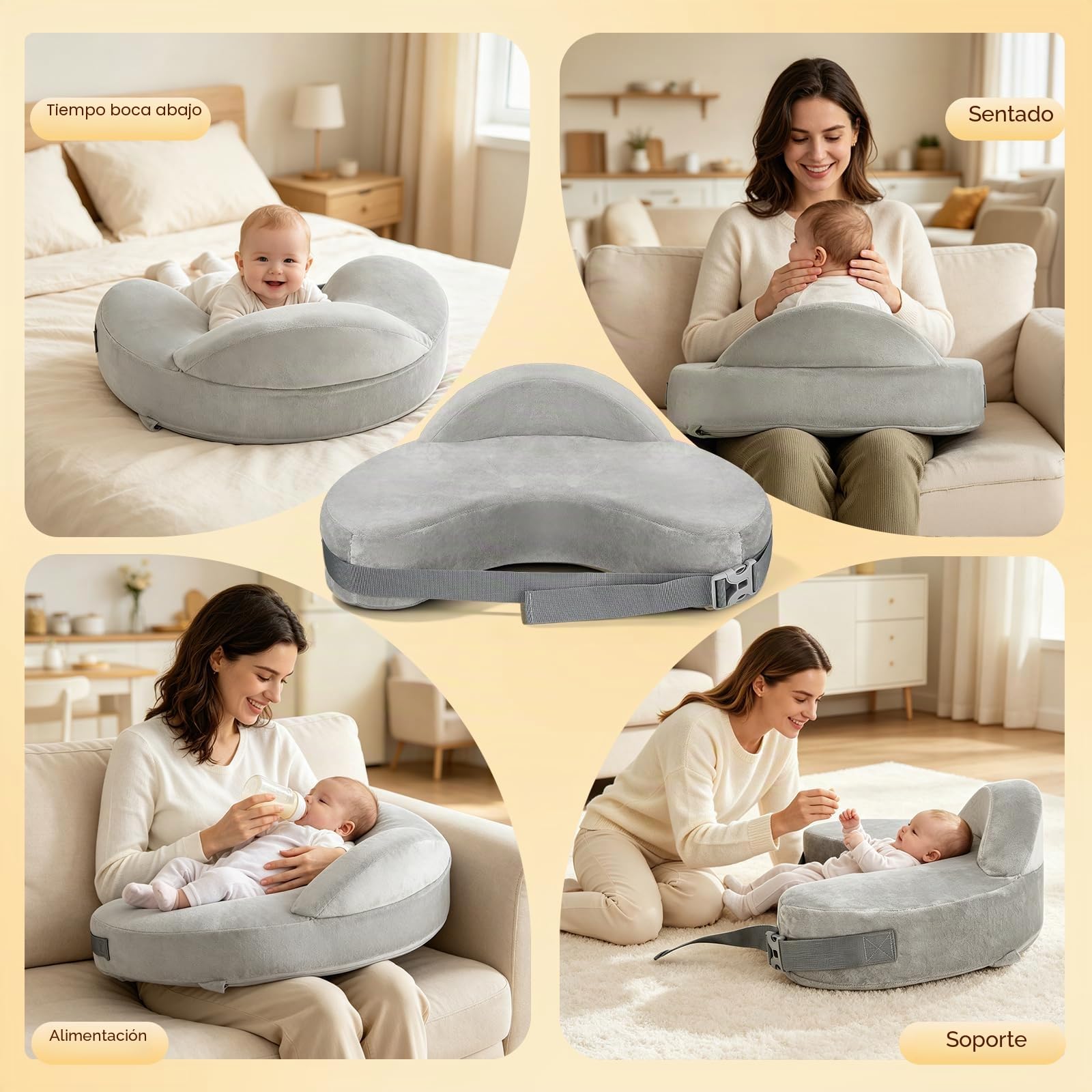 Cojín de Lactancia Memory Foam con Barrera de Seguridad, Correa Ajustable, Funda extraíble Lavable, ergonómico Mini para recién Nacidos, Ayuda para Madres