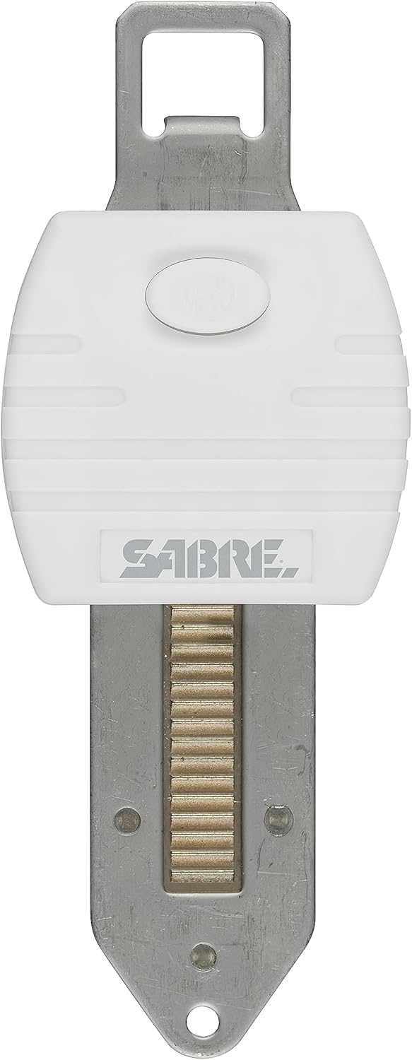SABRE Portable Door Lock, White, Key Lock, Lightweight & Easy to Carry, Additional Home Security for Hotels, Apartments, Dorms, & Vacation Rentals, Quick Install
