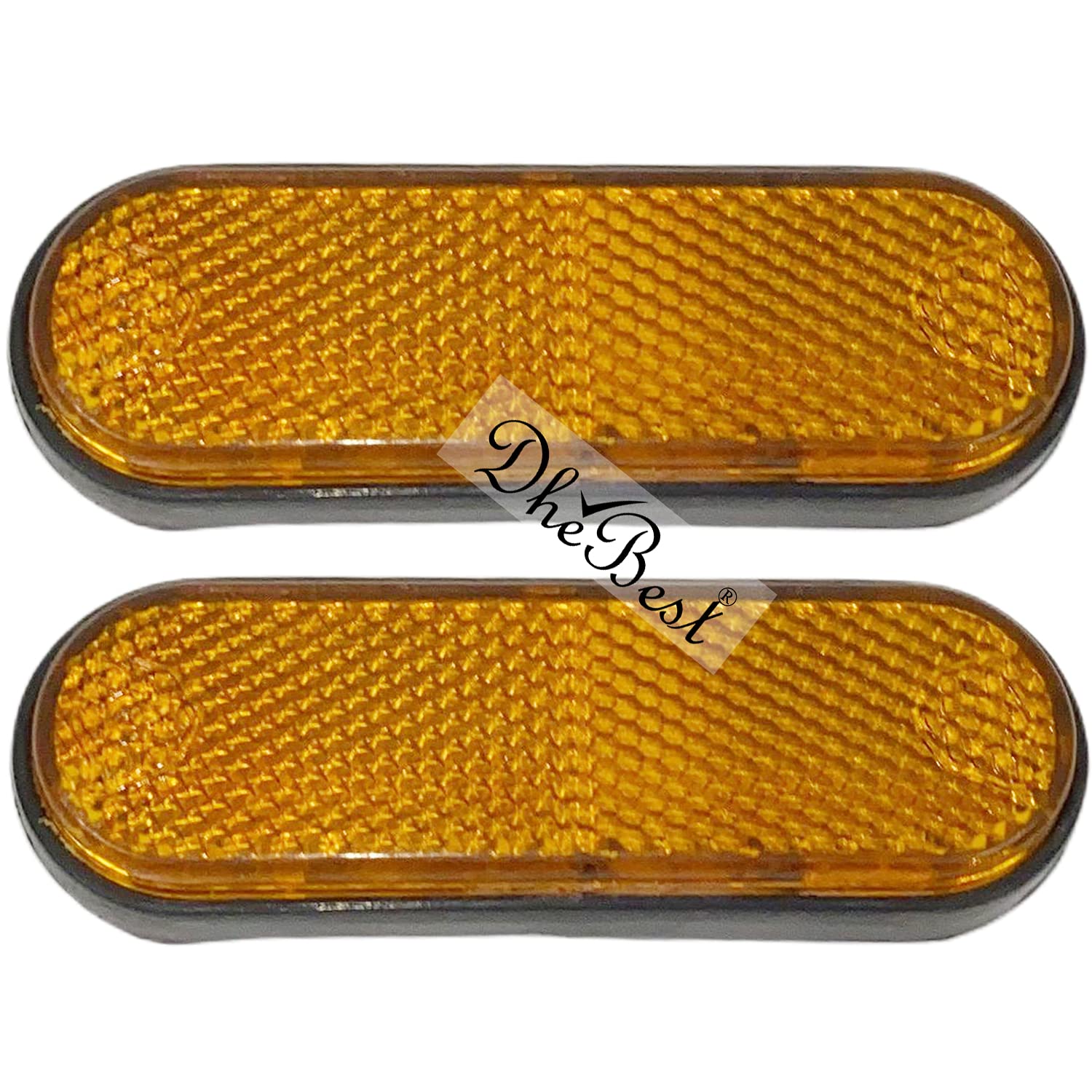 Dhe Best Universal Oval Bike Reflector Safety Self Adhesive Yellow Pack of 2Peaces Compatible with RE Classic 350 2