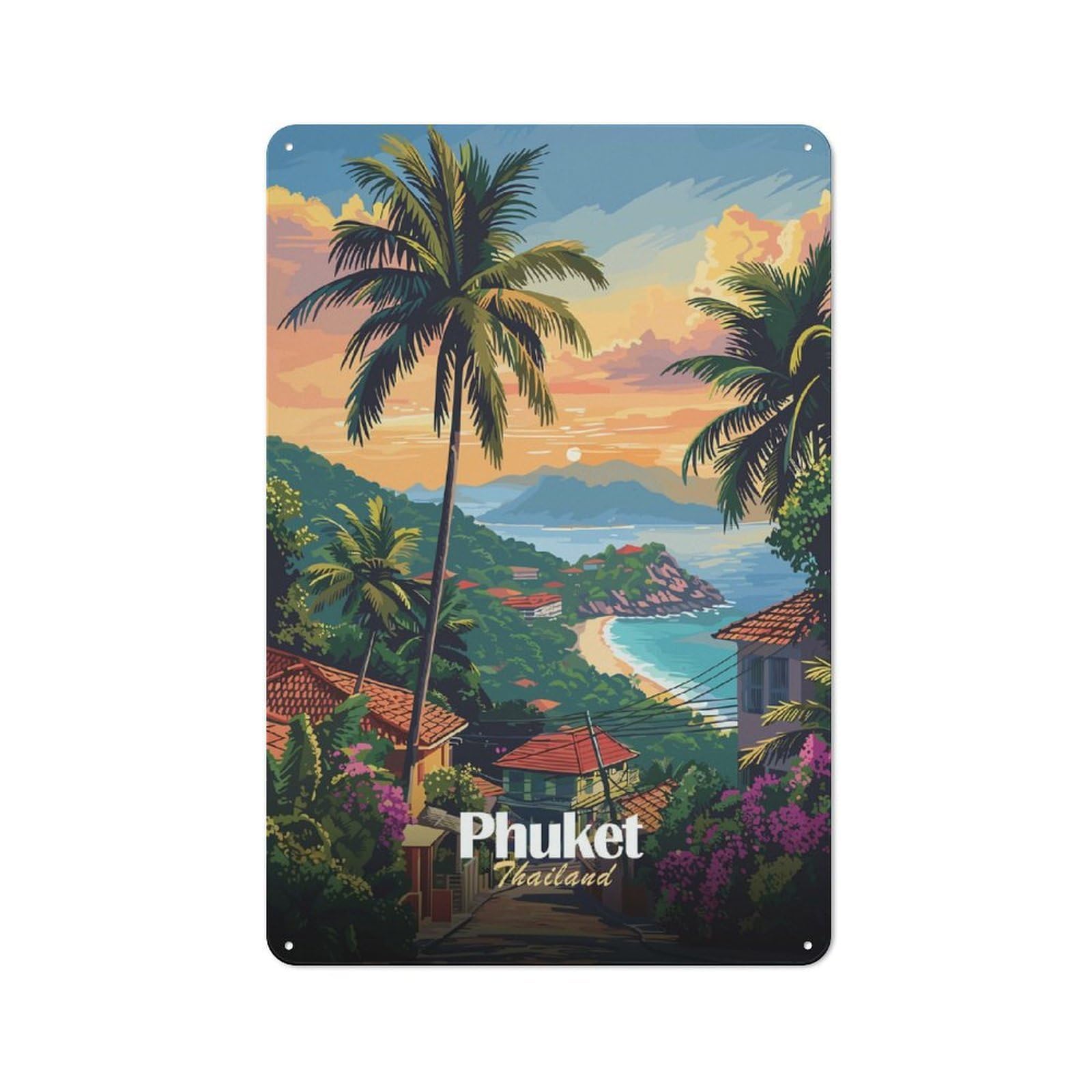 Smart Phuket Thailand Sunset Metal Desk Wall Sign 30x20cm, Creative Space Decor for Workspace, Cafe, Shop Or Desk Area
