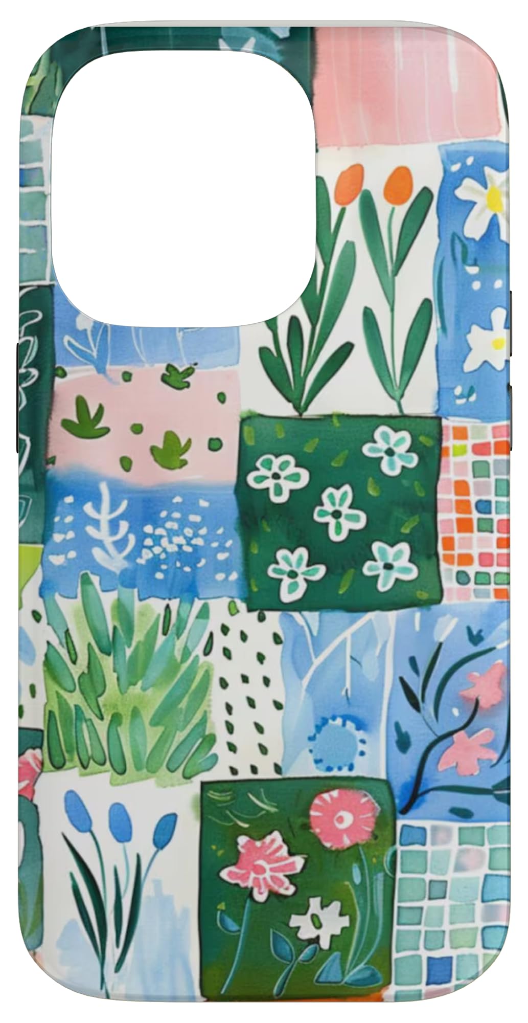 Patchwork Quilt Tiles Grandma Spring Flowers Botanical Boho Case for iPhone 14 Pro