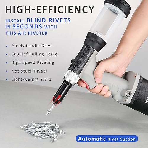 Miniatura 3 de KIARUO Pneumatic Rivet Gun S30 Self-Suction Air Rivet Gun 316" 532" 18" 332" Hydraulic Riveter with 1 Set of Extra Jaws