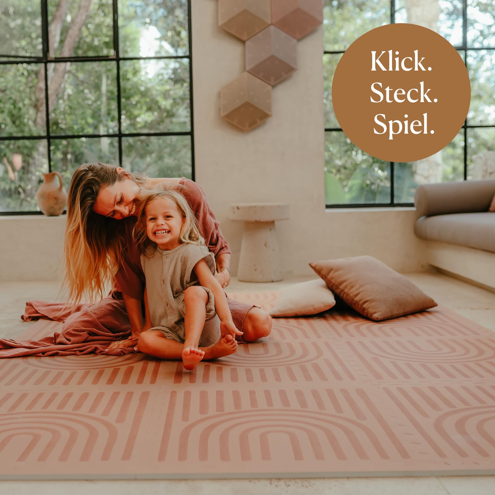 Toddlekind Hochwertige Baby Puzzlematte – 6-teilige EVA-Schaumstoff Krabbelmatte Baby Für Wohnbereiche – 1.2cm Dicke Modulare Spielfläche - Camel Farbe, 60 × 60 cm pro Teil, 120 × 180 cm