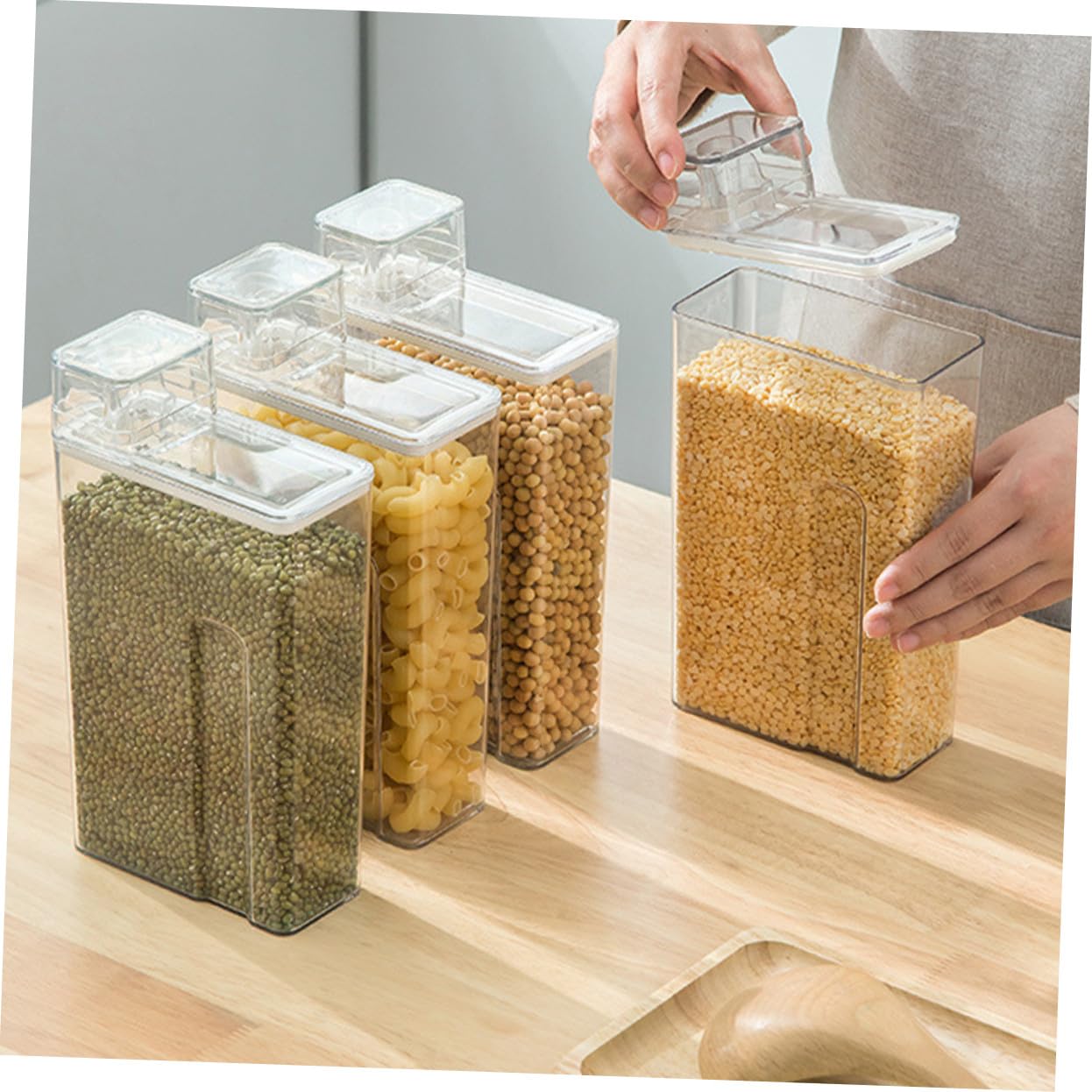 Dispenser Detersivo Trasparente da 2 Pezzi in Pet Grande Capacità e Design Compatto per Lavanderia, Contenitore Pratico per Sapone Lavatrice e Detersivo in Polvere
