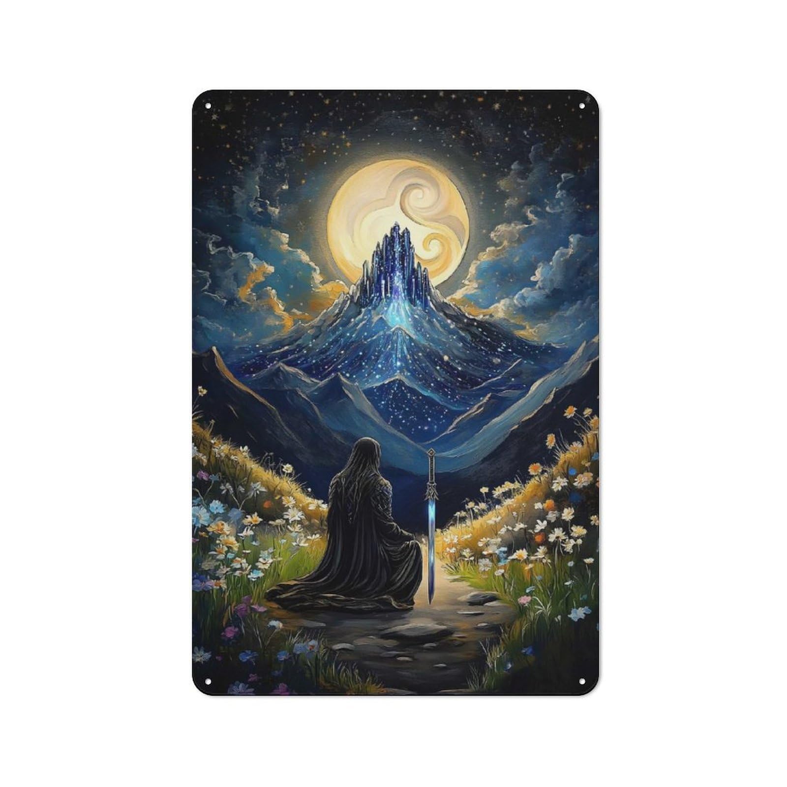 Junmoney Night Sky Fantasy Tin Wall Plaque 30X20cm With For Home Bar Wall, For Kitchen And Home Bar Decor, For Home Office And Studio Walls