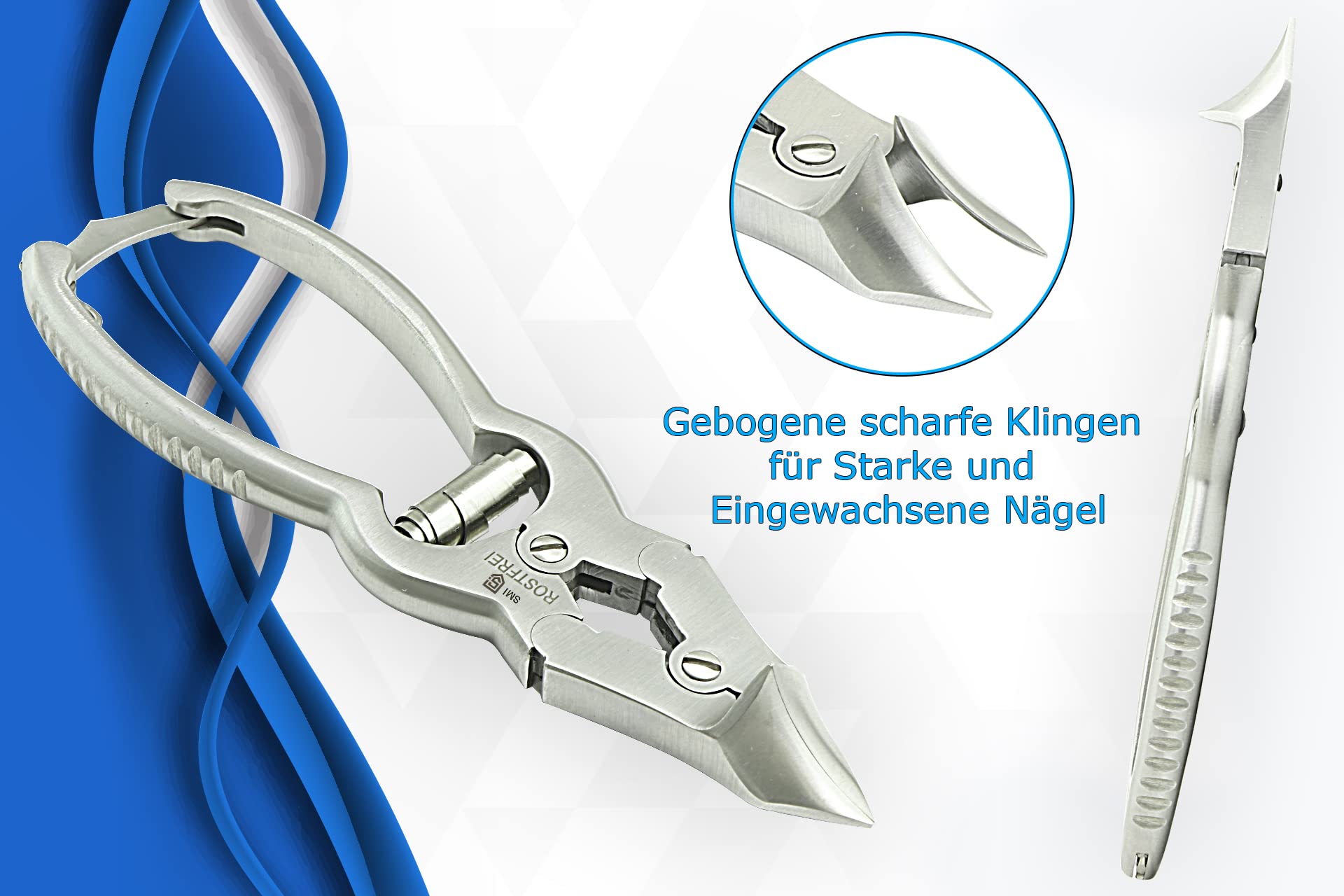 SMI 16 cm Kopfschneider mit doppelter Übersetzung – präzise Kopfzange für starke Fußnägel, Fussnagelzange & Nagelzangen für Fußnägel, Edelstahl Fußnagelknipser mit Etui