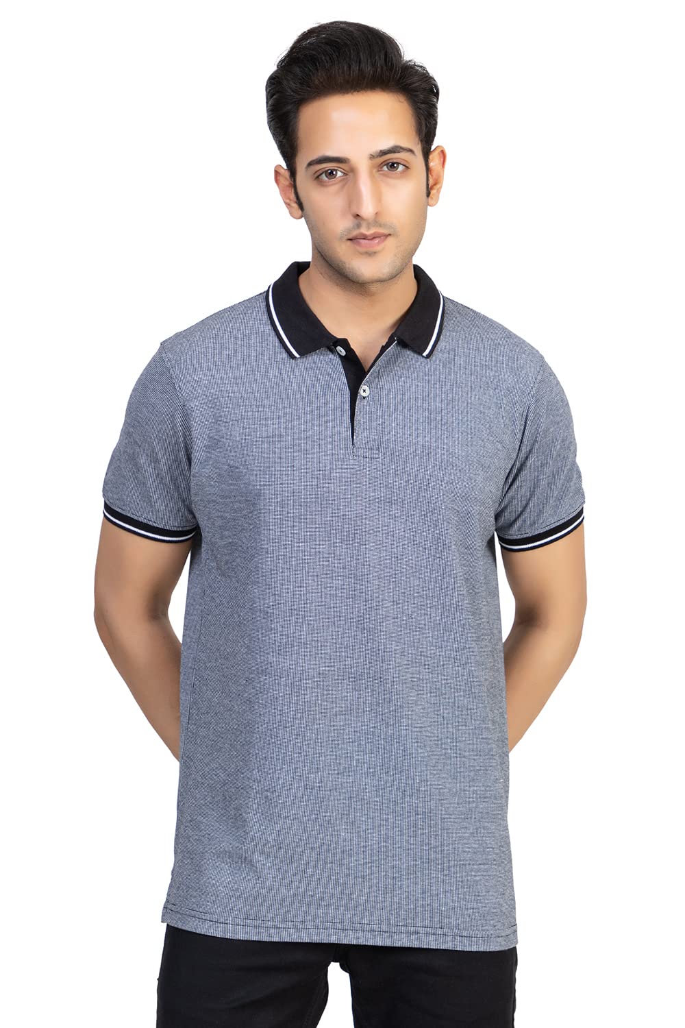 Pacific Time Mens Pique Polo Plain White Half Sleeve T-Shirt Slim Fit Cotton Rich Soft Fabric S-23PTB115-P